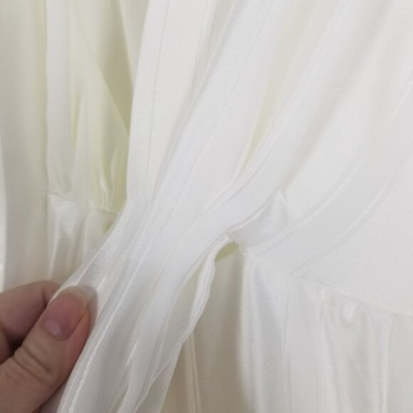 Galvan London Eden Deep V Wide Leg White Satin Bridal Jumpsuit Puff Sleeve Bride - Picture 16 of 16